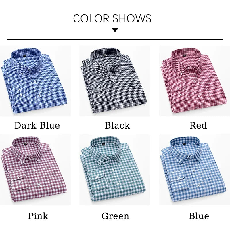 Browon Men Cotton Oxford Long Sleeve Business Shirt