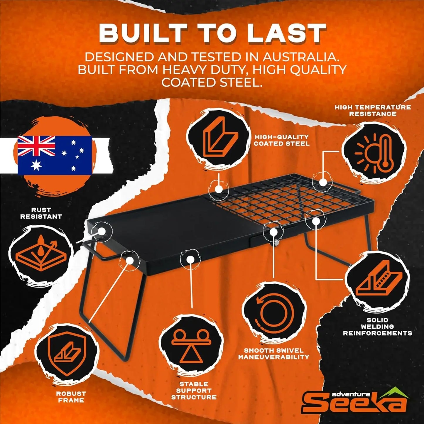 Heavy Duty Folding Campfire Grill Food Safe Portable Cooking Surface Compact Grill Grate Griddle