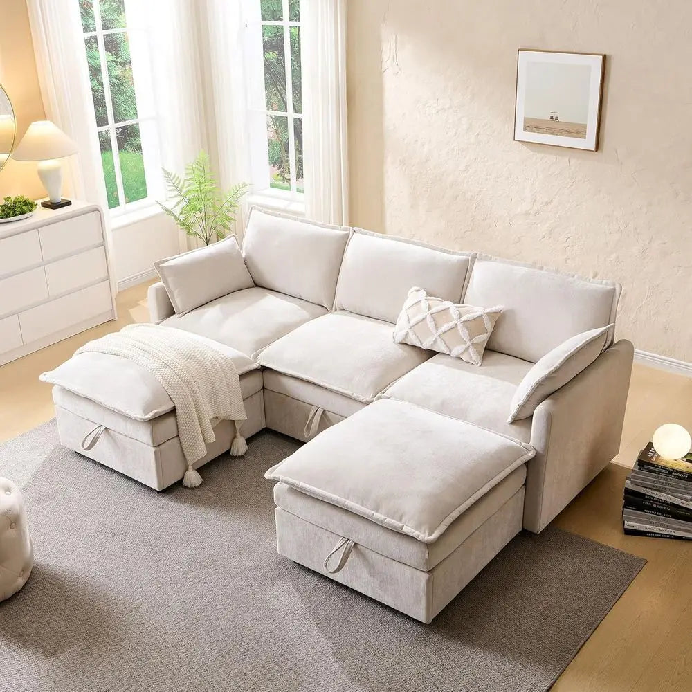 Cloud Couch U-Shape Sectional Sofa With Storage Ottoman
