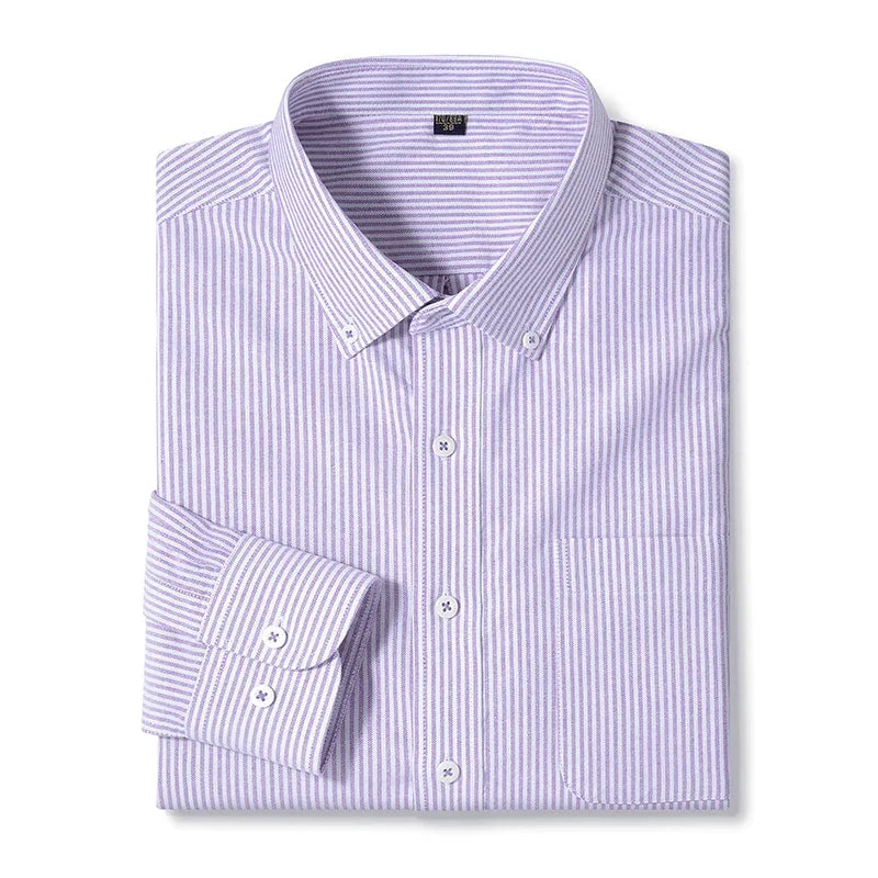 BROWON Brand Spring Autumn Casual Men Shirts Long Sleeve Business Oxford Cloth Work 100% Cotton Shirts Mens Moda Hombre 2026