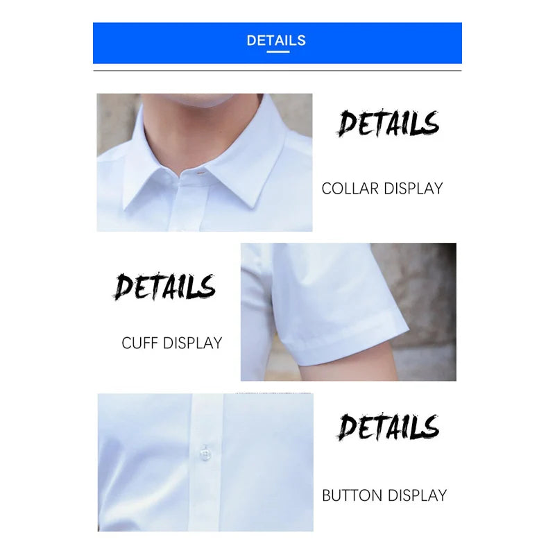 Browon Men Short Sleeve Slim Fit Business Casual Shirt