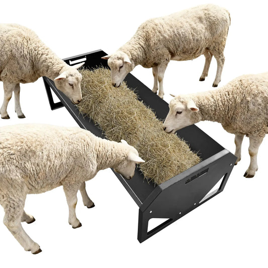 HiMISS Galvanized Steel Livestock Feeder Hay Trough