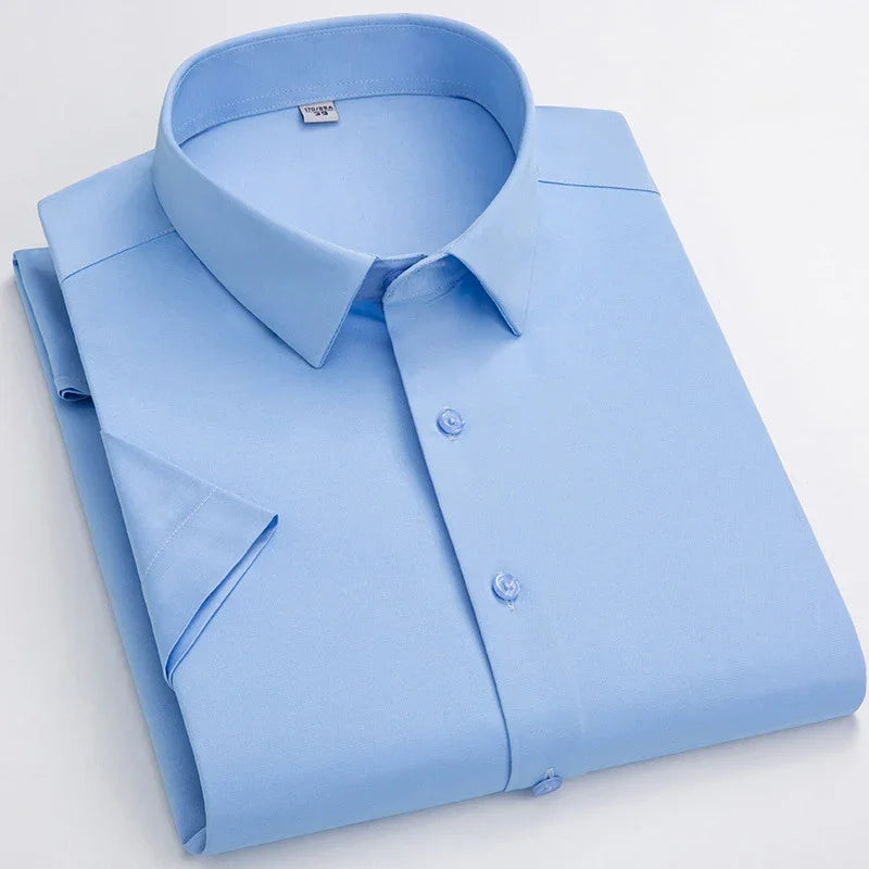 BROWON Men's Summer Business Casual Short Sleeve Shirt