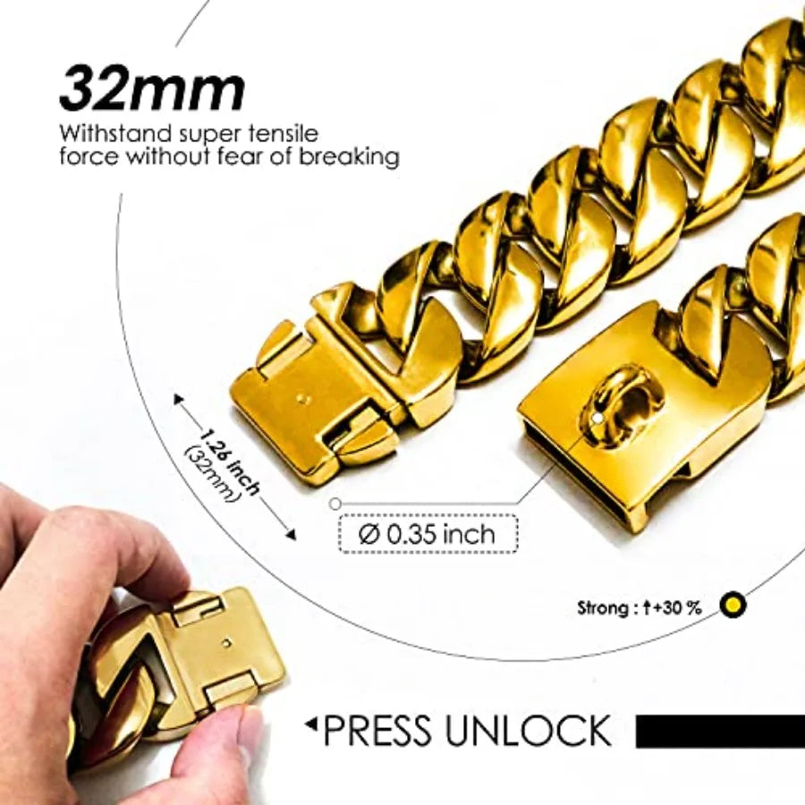 Cuban Link Dog Collar Durable Metal Buckle Premium