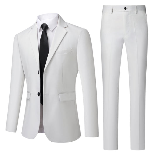 Men's Four Seasons Wool Two Piece Formal Suit Anti Wrinkle