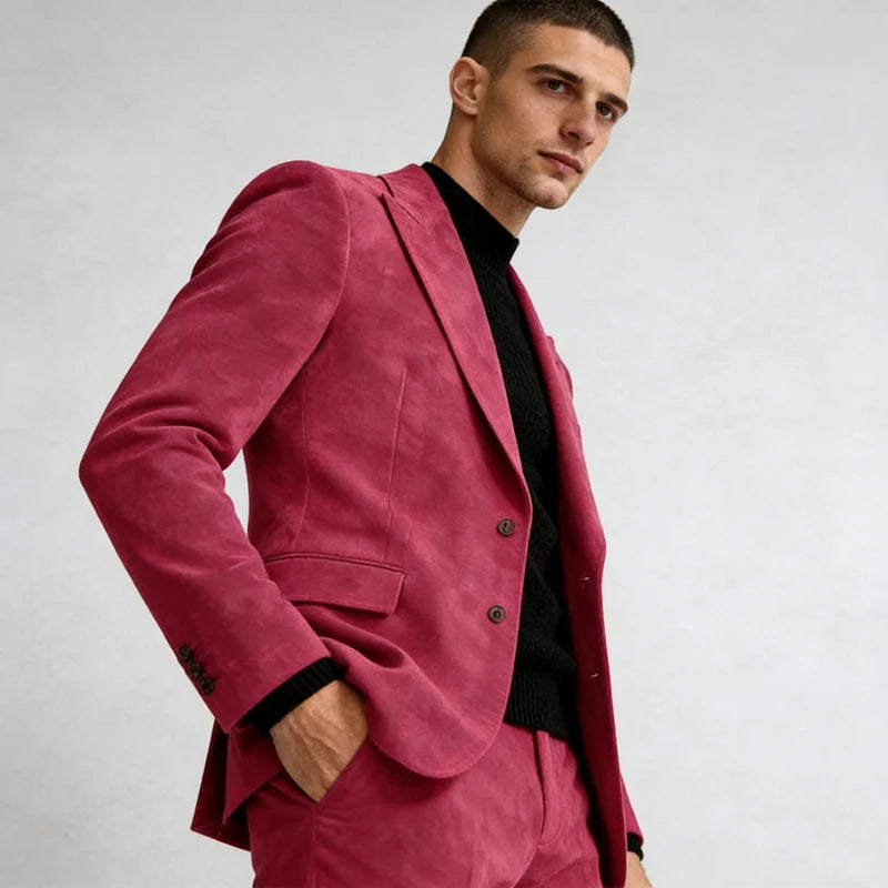 Xomoflag Men Two Piece Slim Fit Suits With Peak Lapel