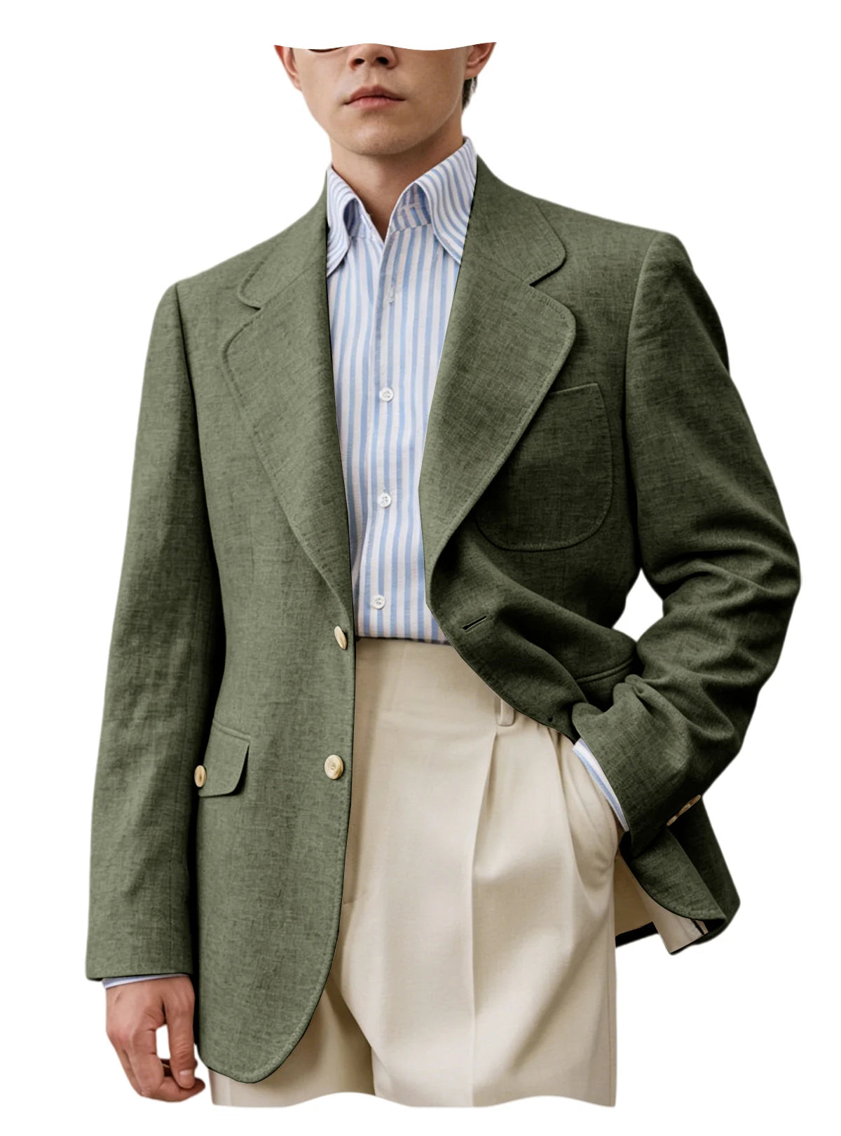 Men's Linen Blazer Casual Business Suit Jacket Single Breasted Notch Lapel Sport Coat Breathable Summer Wear for Wedding Party