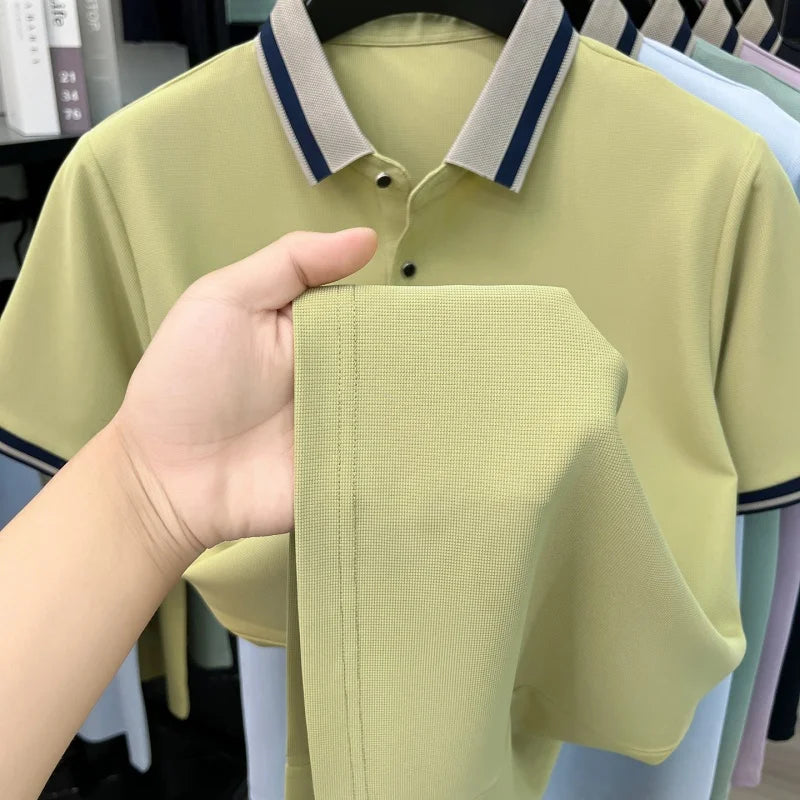 BROWON Men's Breathable Polo Shirt Short Sleeve Smart Casual Top