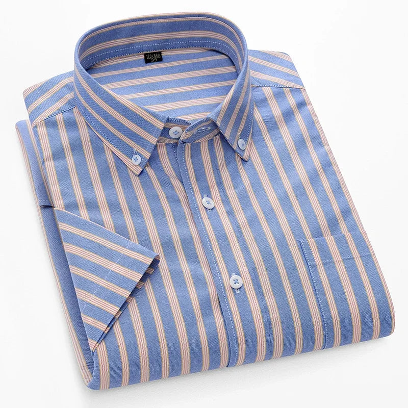 Browon Men Classic Oxford Cloth Business Short Sleeve Shirt