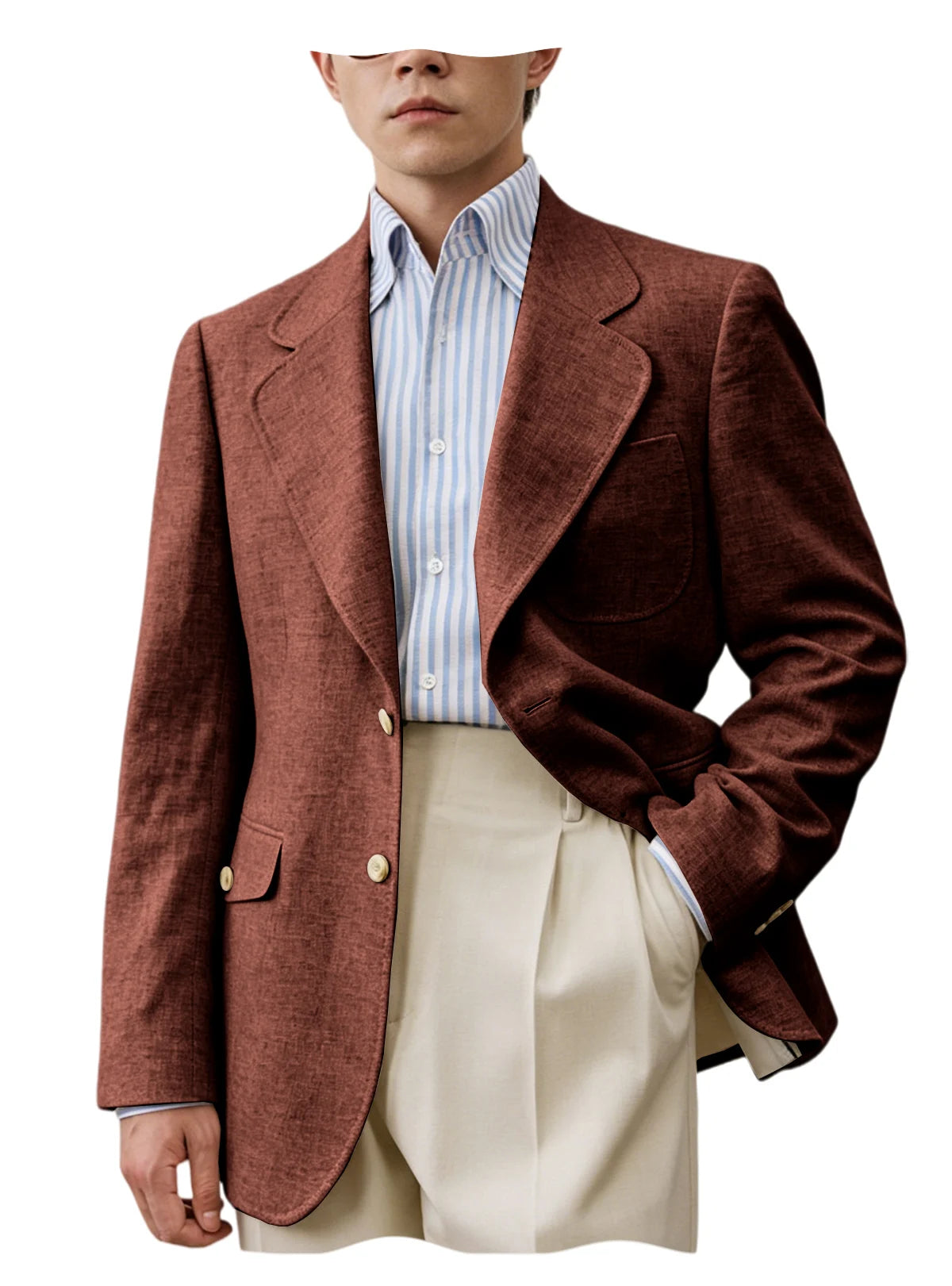 Men's Linen Blazer Casual Business Suit Jacket Single Breasted Notch Lapel Sport Coat Breathable Summer Wear for Wedding Party