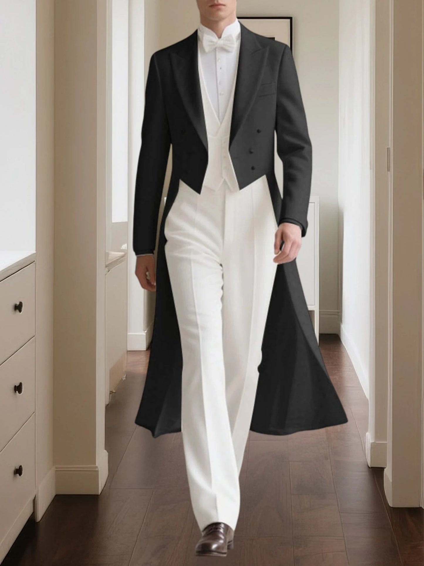 Men s Classic Blazer Jacket with Notched Lapel and Double-Breasted Closure Long Sleeve Solid Color Suit Coat