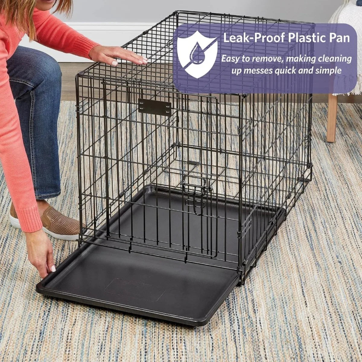 30 Inch Folding Dog Crate for Medium Breeds 21 40 lbs with Divider Tray Latch Portable Durable