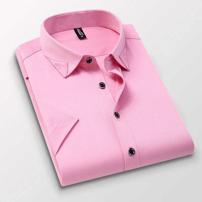 Browon Men Short Sleeve Anti Wrinkle Casual Shirt