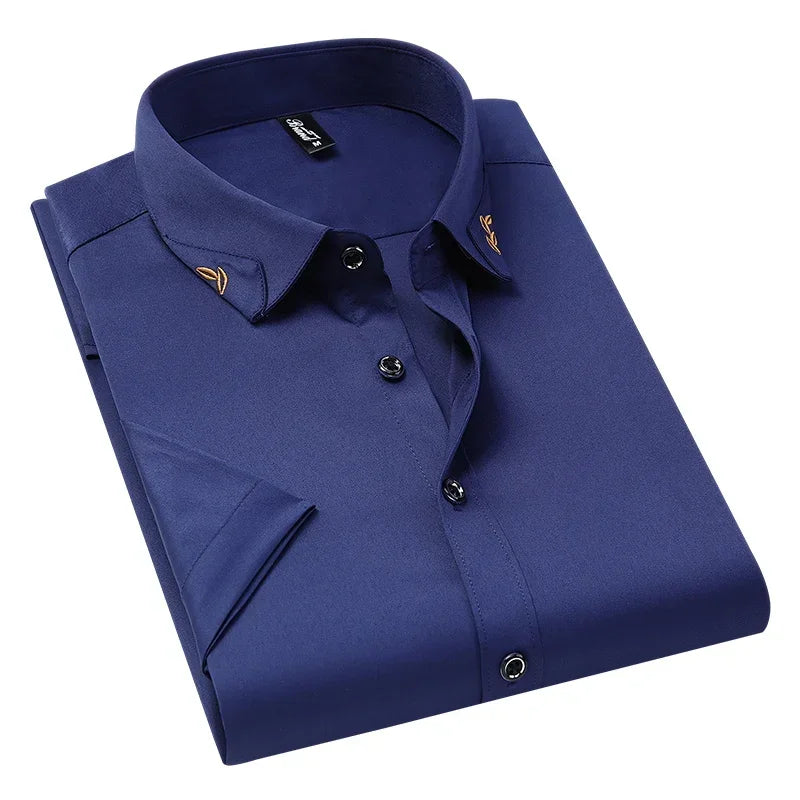 Browon Men Short Sleeve Anti Wrinkle Casual Shirt