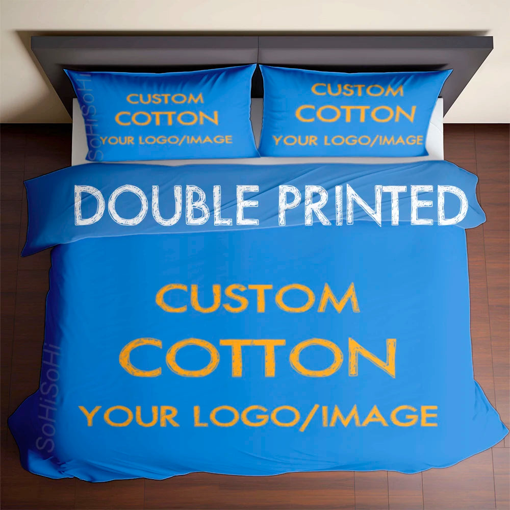 Custom 100 Percent Cotton Duvet Cover Set With Logo