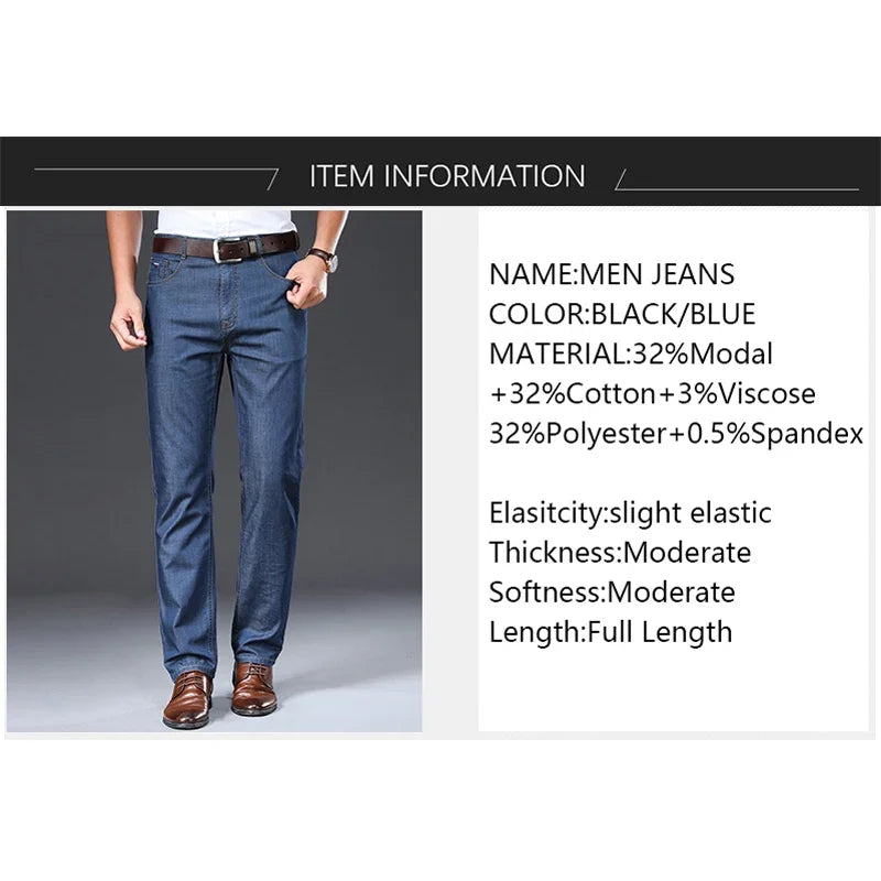 BROWON Men's Straight Fit Breathable Casual Jeans Trousers