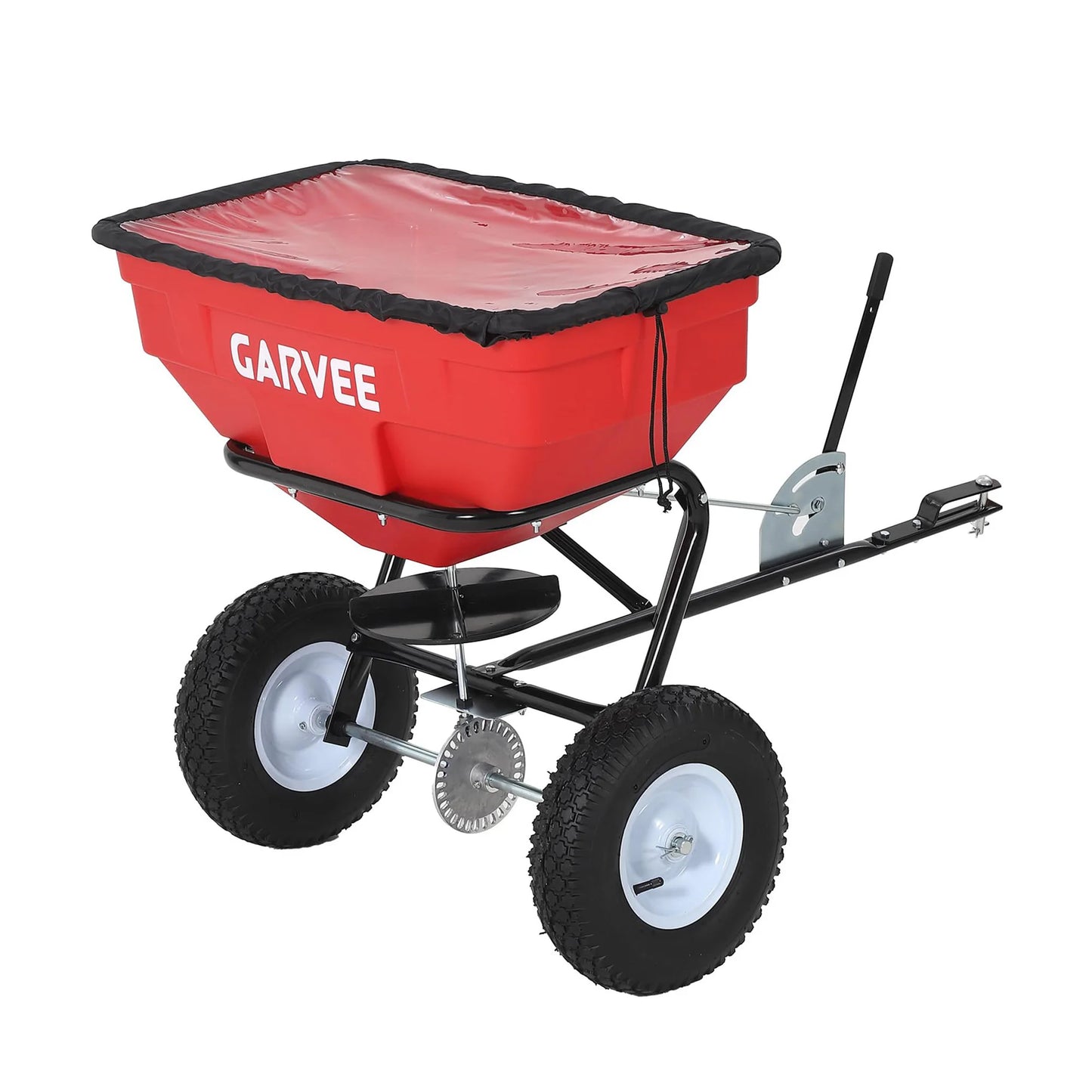 130LBS Universal Tow Push Garden Broadcast Spreader 10FT Lawn Seed Fertilizer Salt Spreader 13in Pneumatic Tires ATV Tractor Fit