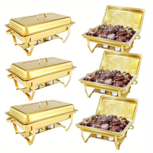 Premium Stainless Steel Buffet Baking Tray Set 6 Pack
