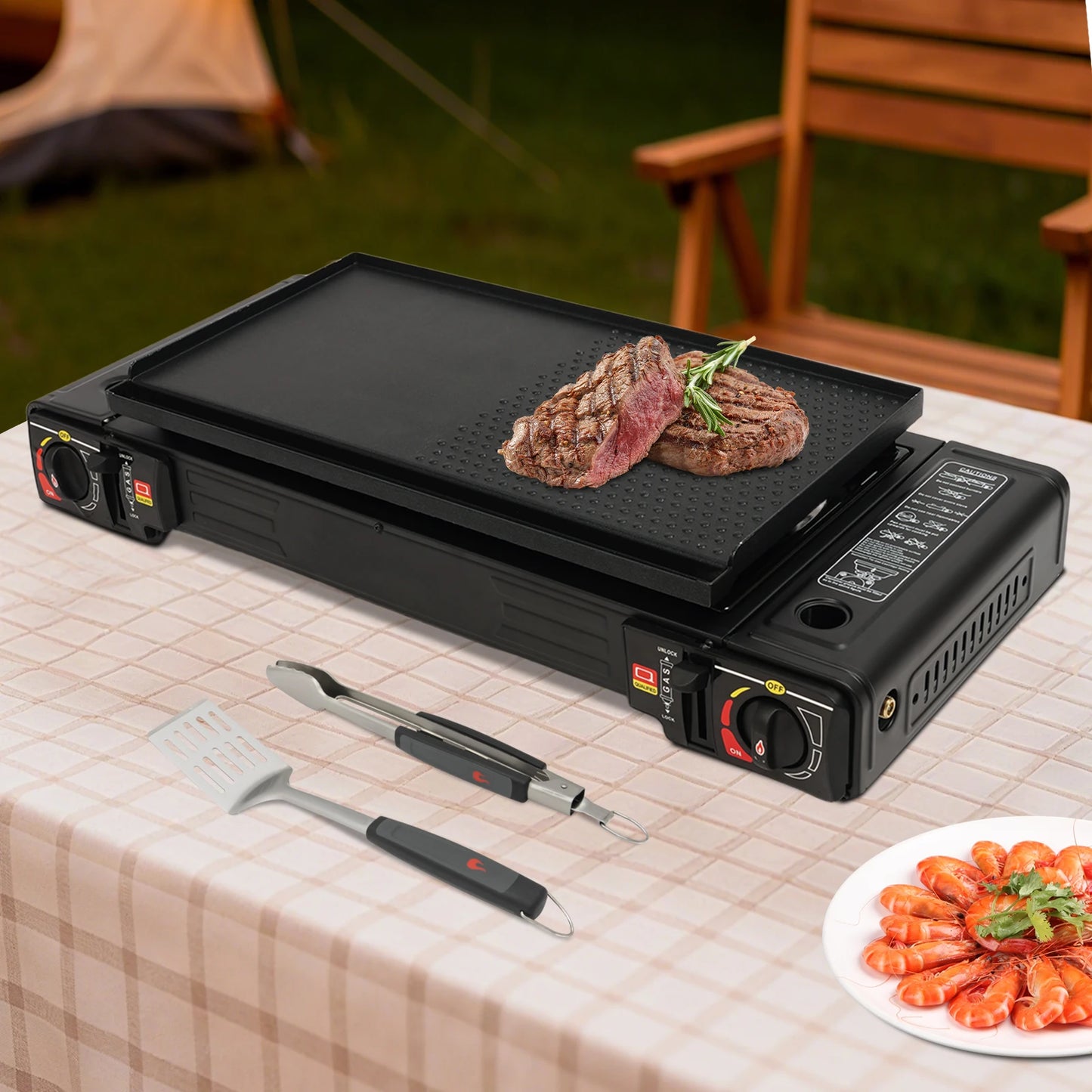 Portable 2-Burner Camping Stove With Baking Pan Case