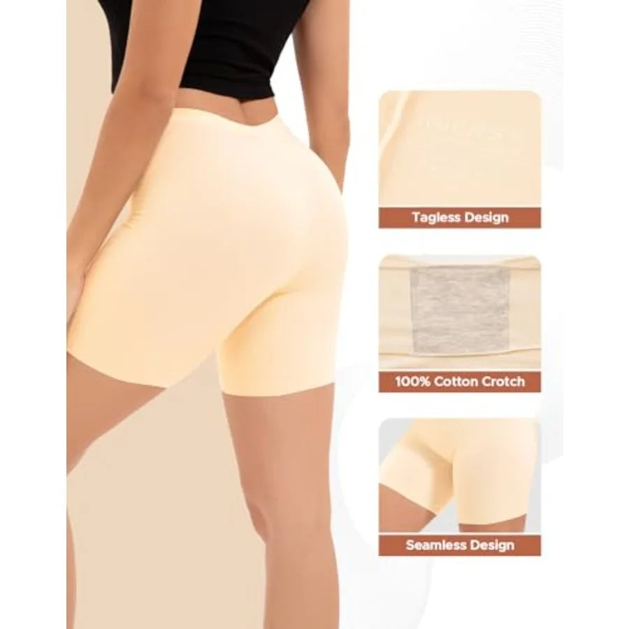 INNERSY Women's Seamless Slip Shorts for Under Dresses Anti Chafing Cooling Boy Shorts 2-Pack