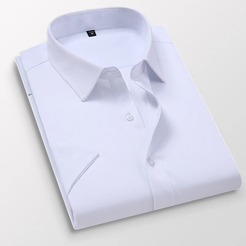 BROWON Mens Cotton Blend Short Sleeve Business Shirt