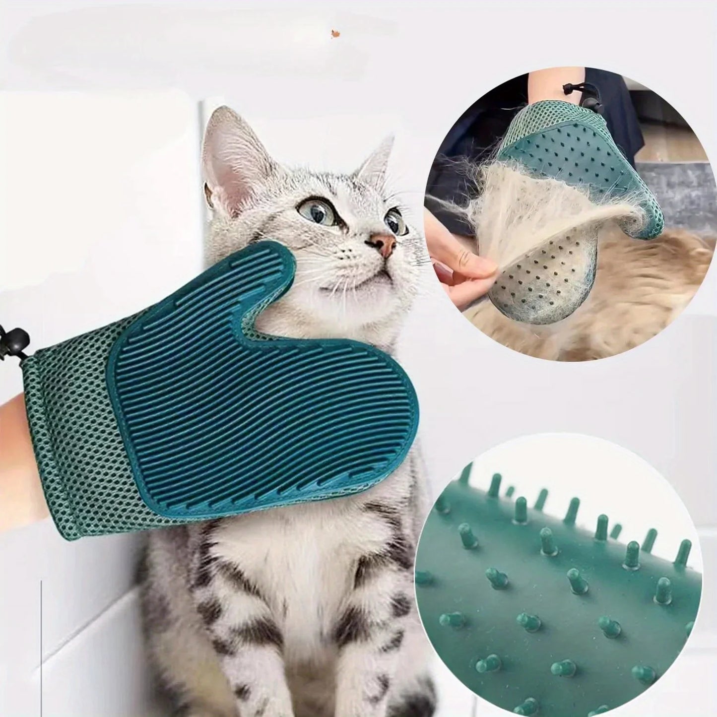 2-In-1 Cat Hair Glove And Pet Fur Remover Grooming Mitt