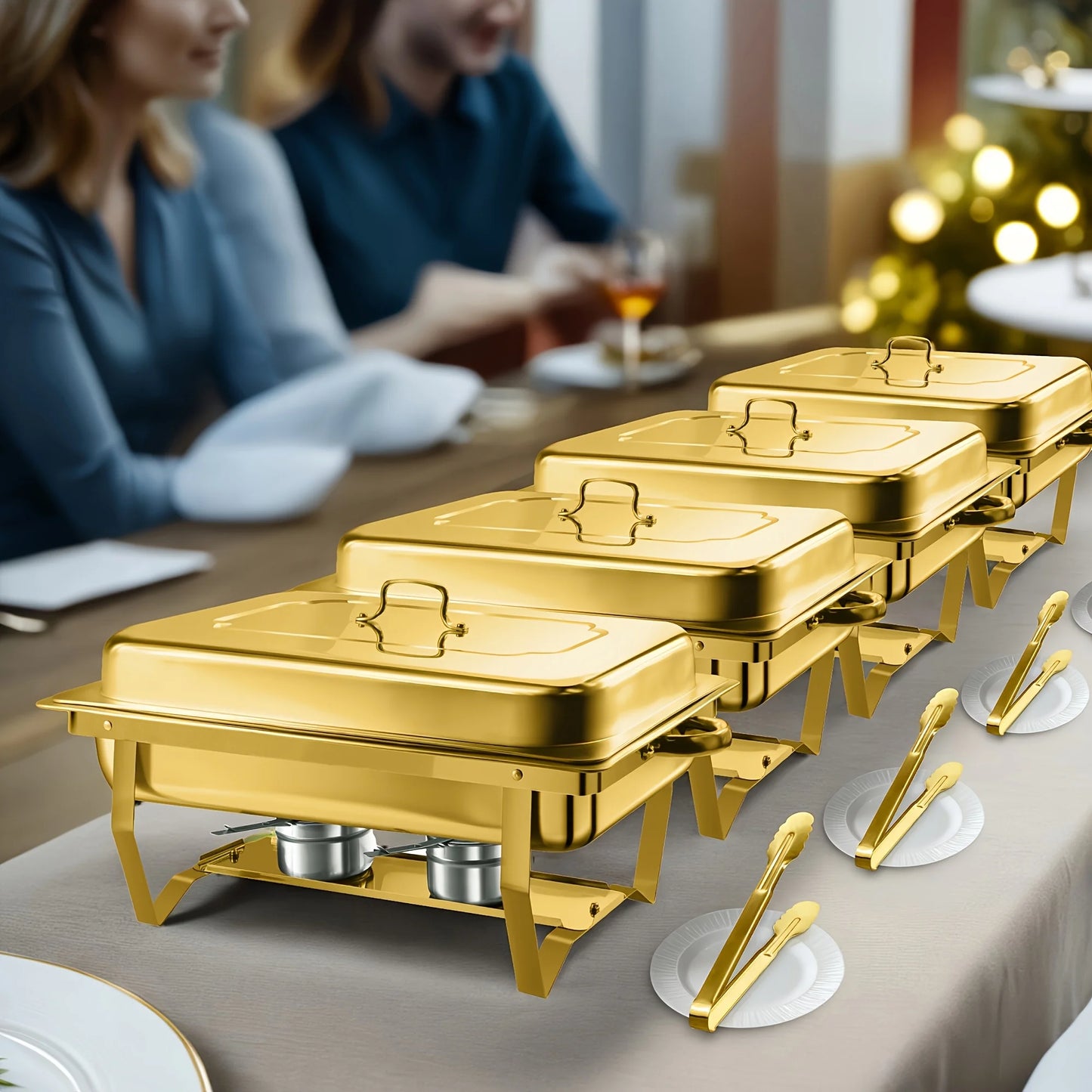 Premium Stainless Steel Buffet Baking Tray Set 6 Pack