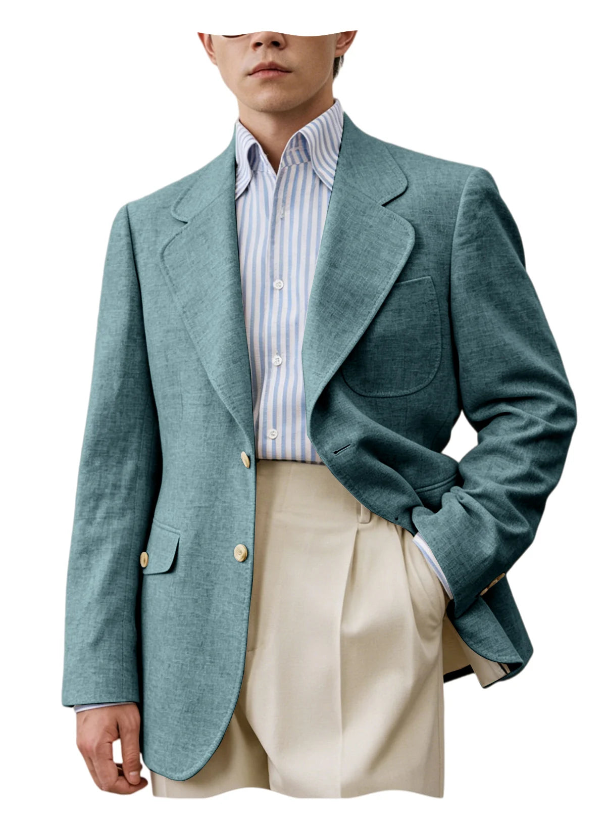 Men's Linen Blazer Casual Business Suit Jacket Single Breasted Notch Lapel Sport Coat Breathable Summer Wear for Wedding Party