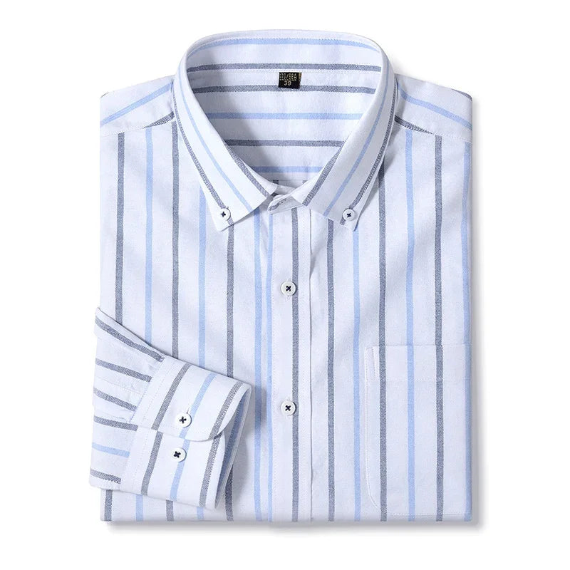 BROWON Brand 2026 Spring Long Sleeves Shirts Mens 100% Cotton Striped Business Shirts for Men Daily Formal Work Tops Man