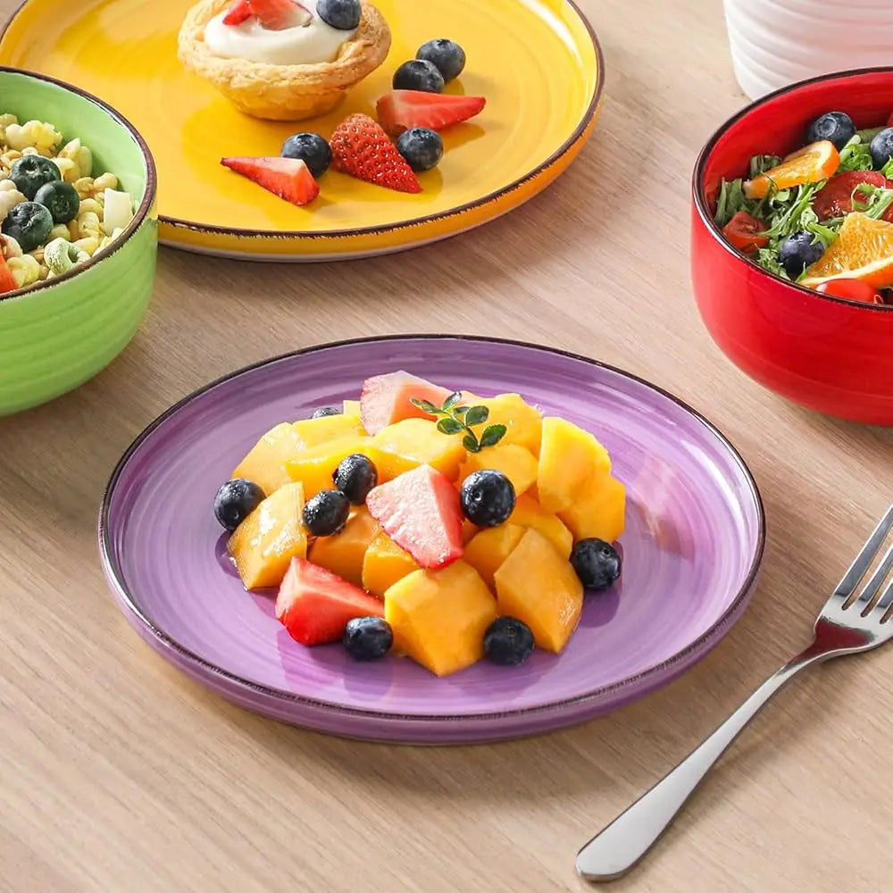 BONJEAN Bonita Stoneware Dinnerware Set for Four, Dishwasher Safe