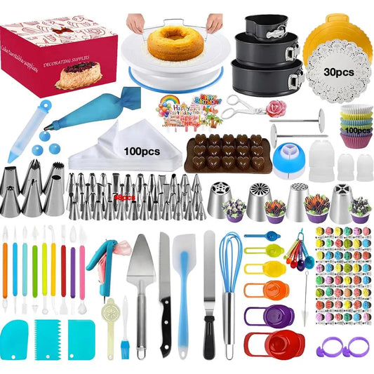 Silicone Bakeware Decorating Kit With Rotating Turntable And Piping Tips