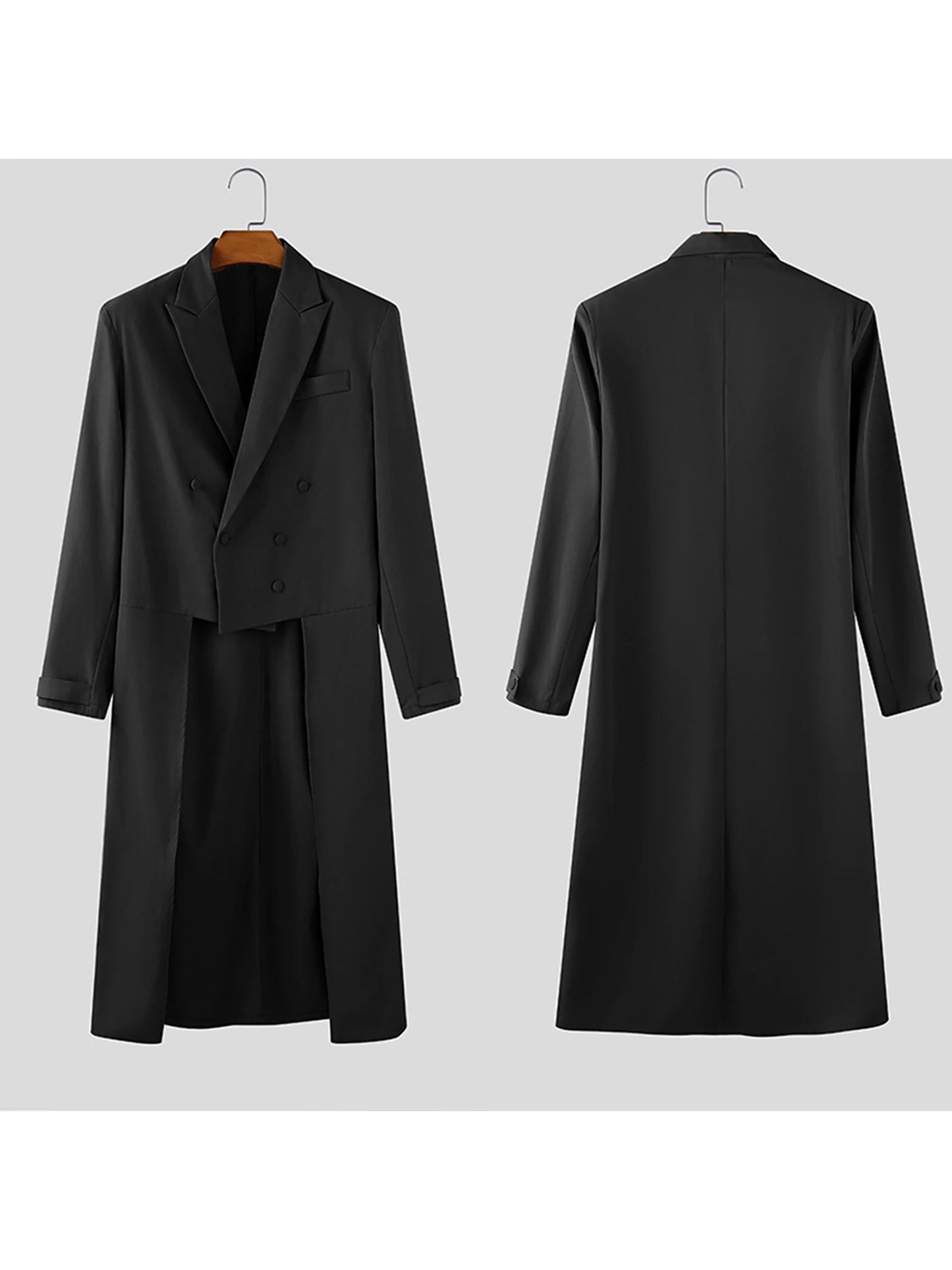 Men s Classic Blazer Jacket with Notched Lapel and Double-Breasted Closure Long Sleeve Solid Color Suit Coat