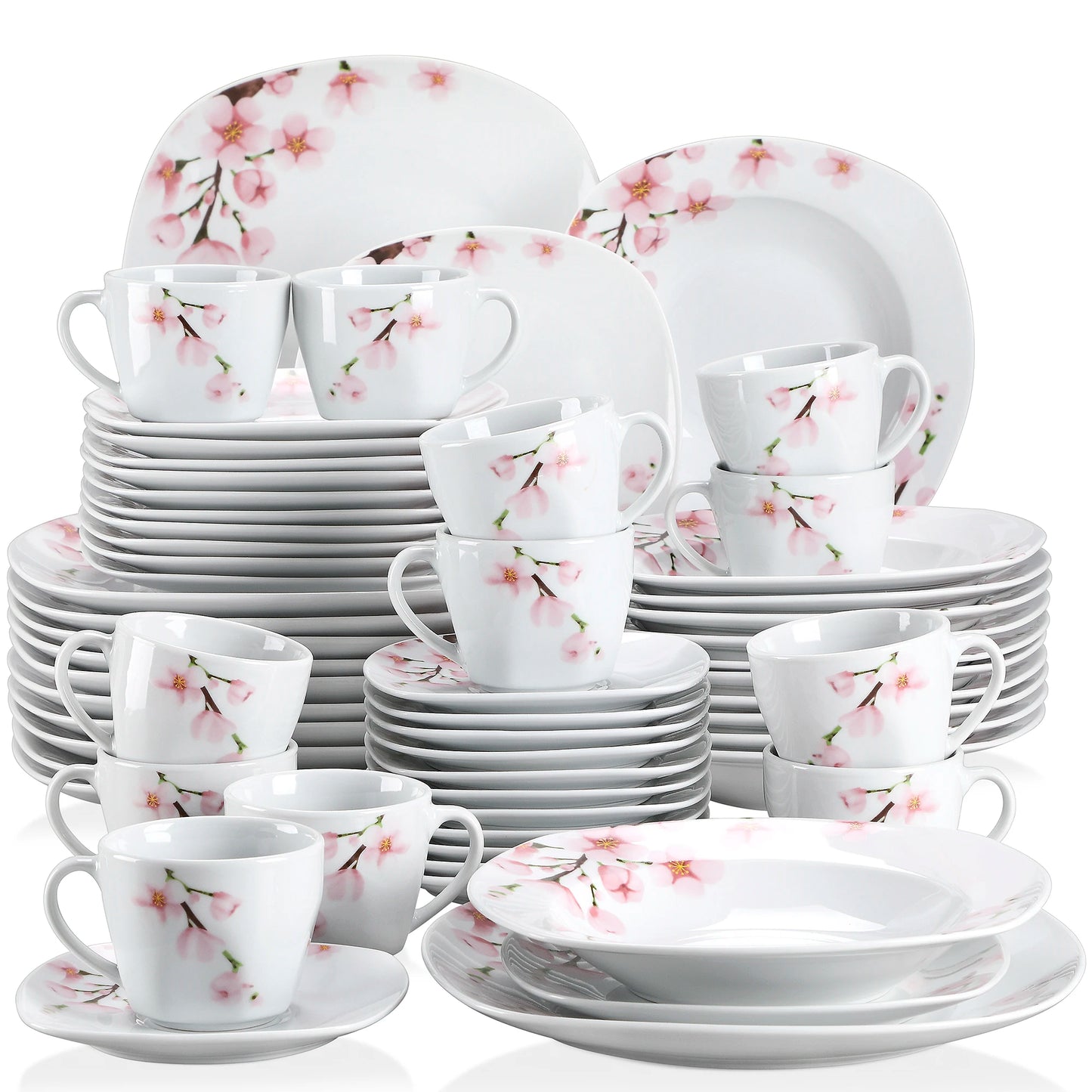 Malacasa Annie Porcelain Dinnerware Set With Plates Cups Saucers