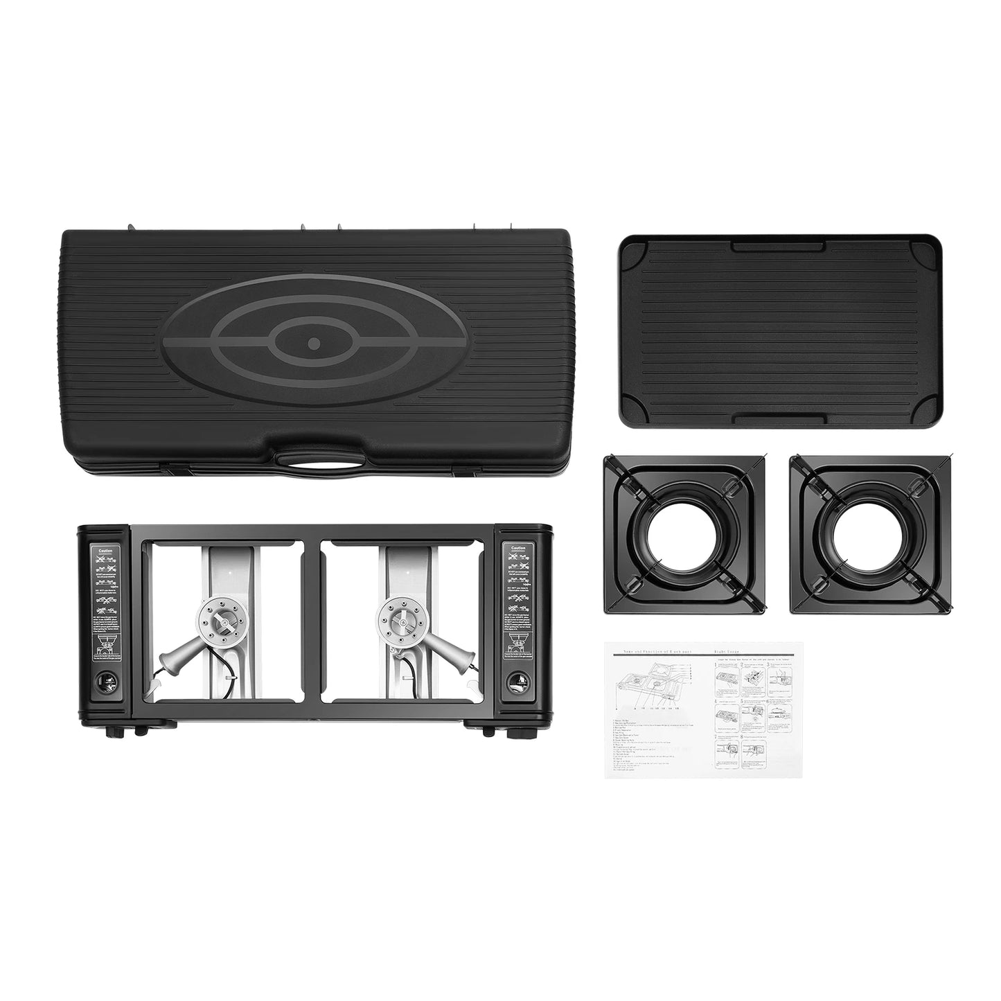Portable 2-Burner Camping Stove With Baking Pan Case