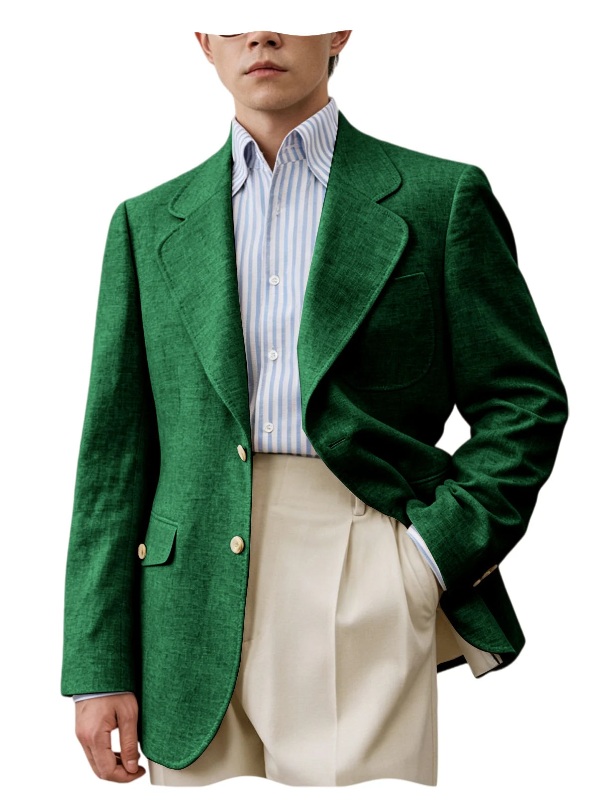 Men's Linen Blazer Casual Business Suit Jacket Single Breasted Notch Lapel Sport Coat Breathable Summer Wear for Wedding Party