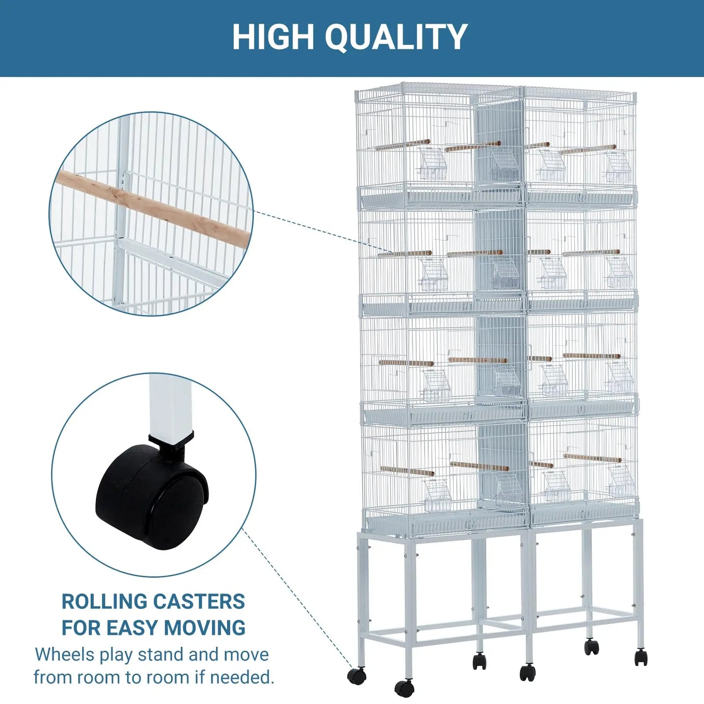 HiMISS 4-Tier Metal Bird Cage For Parrots And Birds