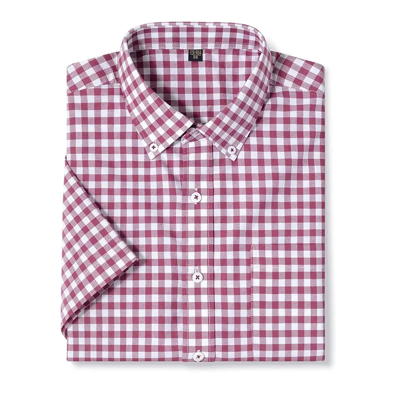BROWON Mens Oxford Shirt Business Casual Short Sleeve Top