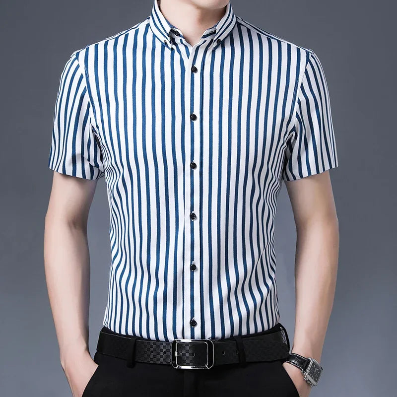 BROWON Men Short Sleeve Anti Wrinkle Business Shirt