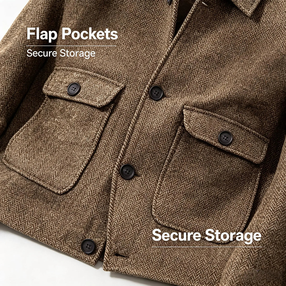 Men Vintage Herringbone Short Lapel Button Jacket Casual Outerwear For Daily Commute Weekend Dating Coffee Street Trip Gathering