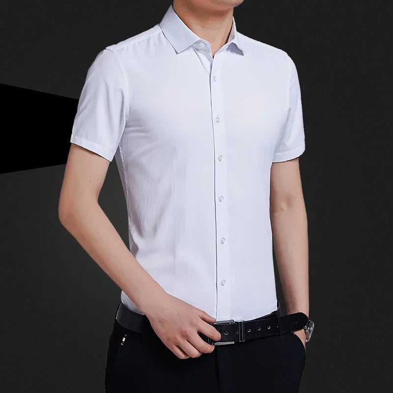 BROWON Quick Drying Men Business Casual Short Sleeve Shirt