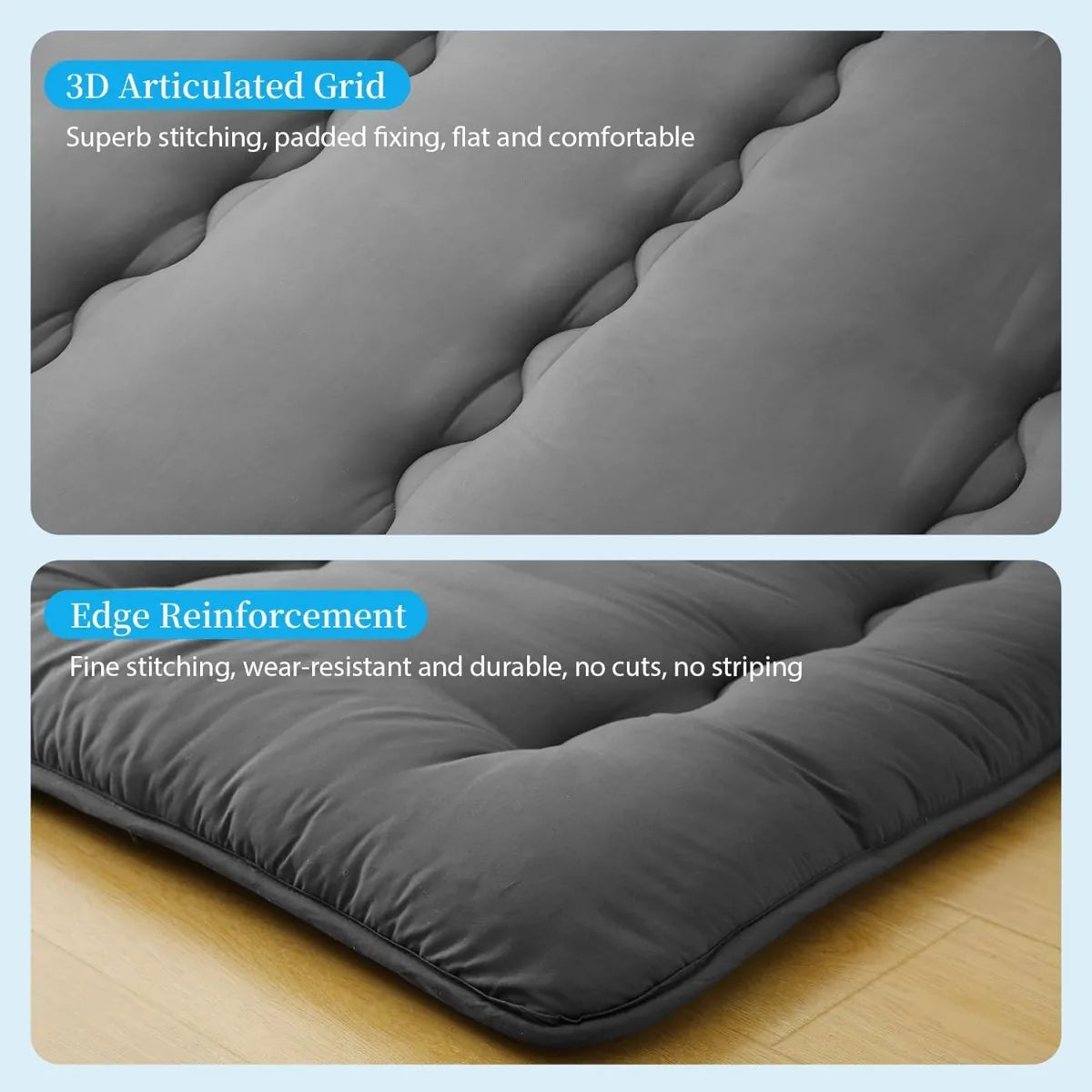 Thick Foldable Japanese Floor Sleeping Pad with Storage Bag Straps for Adults Kids Dorm Guest Camping