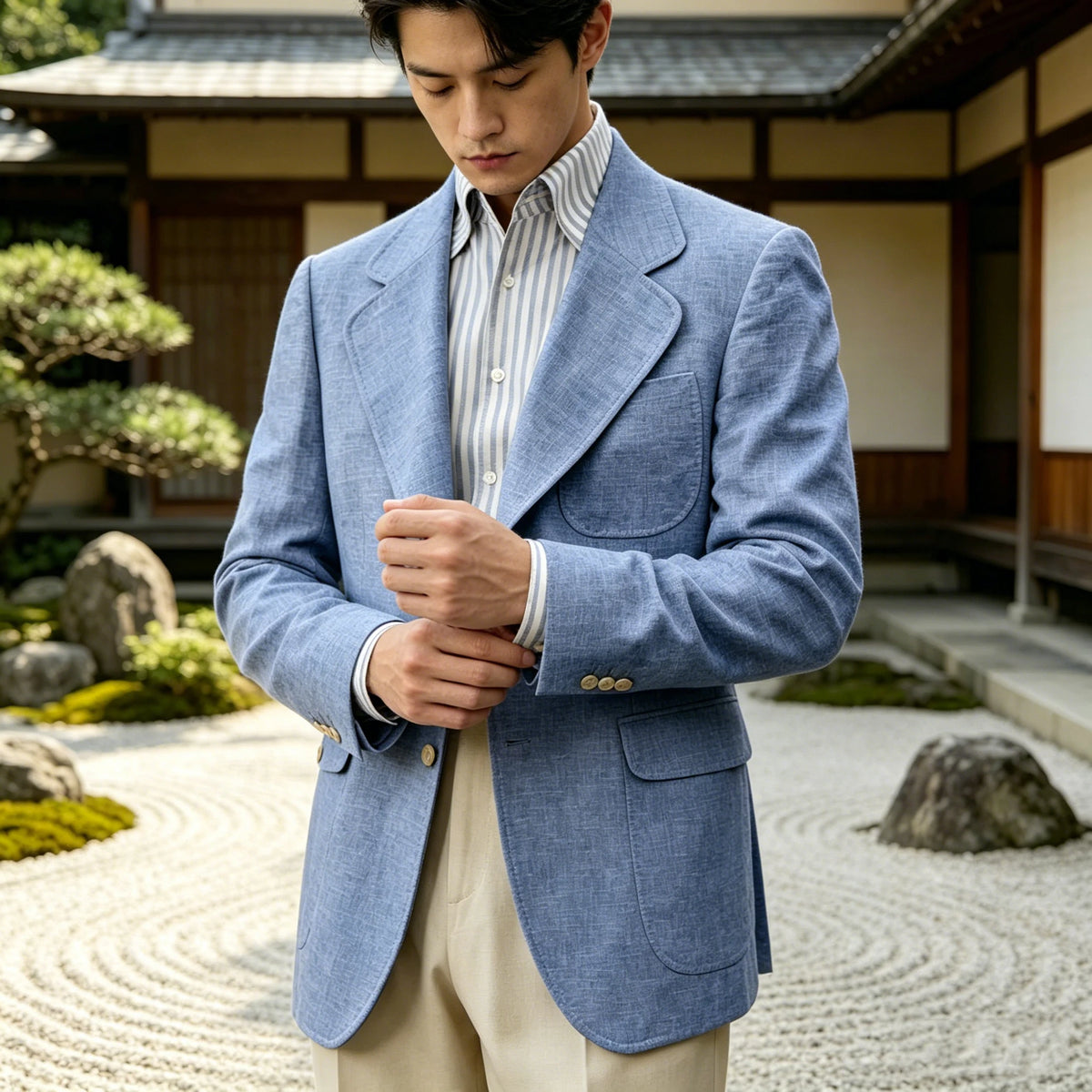 Men's Linen Blazer Casual Business Suit Jacket Single Breasted Notch Lapel Sport Coat Breathable Summer Wear for Wedding Party