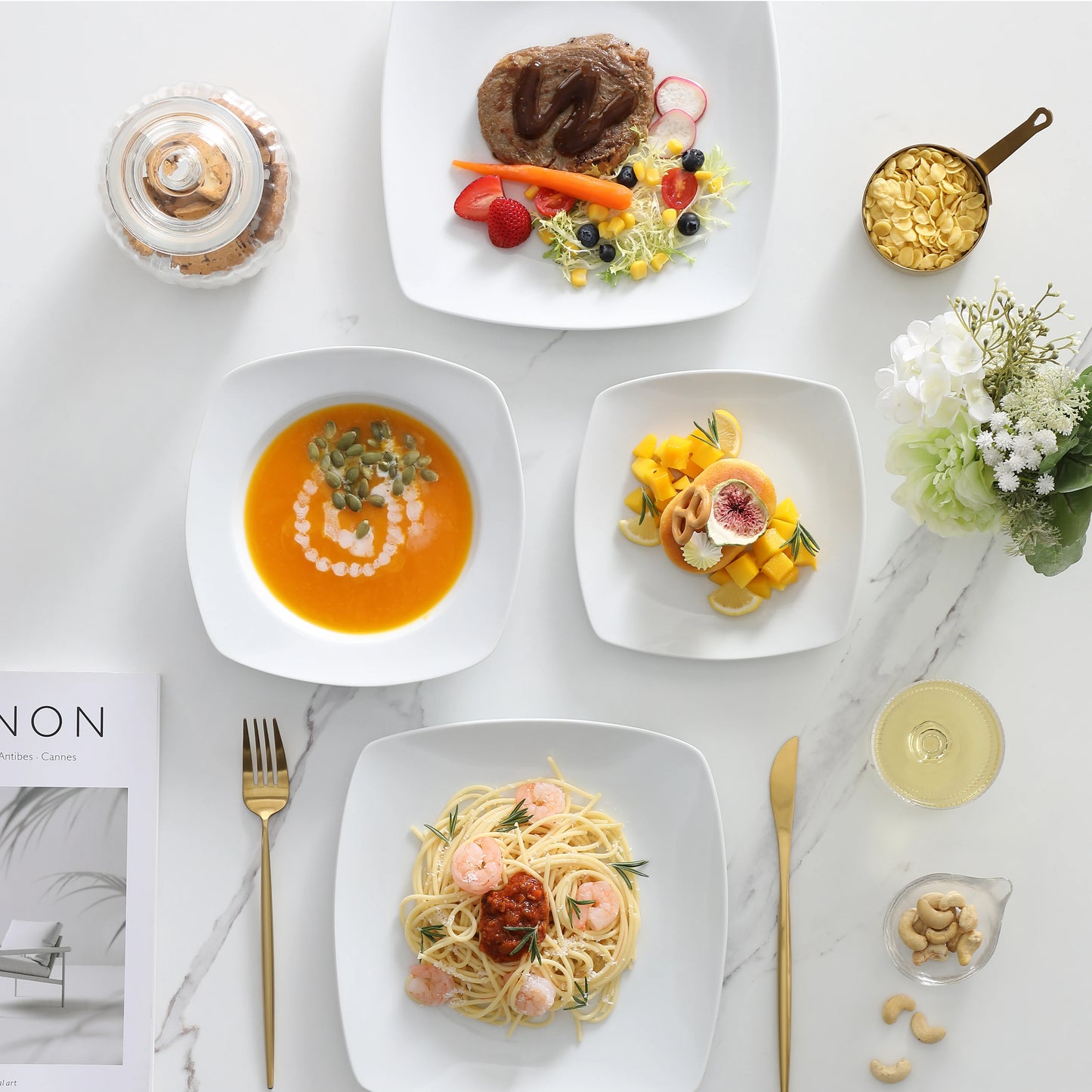 MALACASA Julia Porcelain Dinnerware Set For 6 People