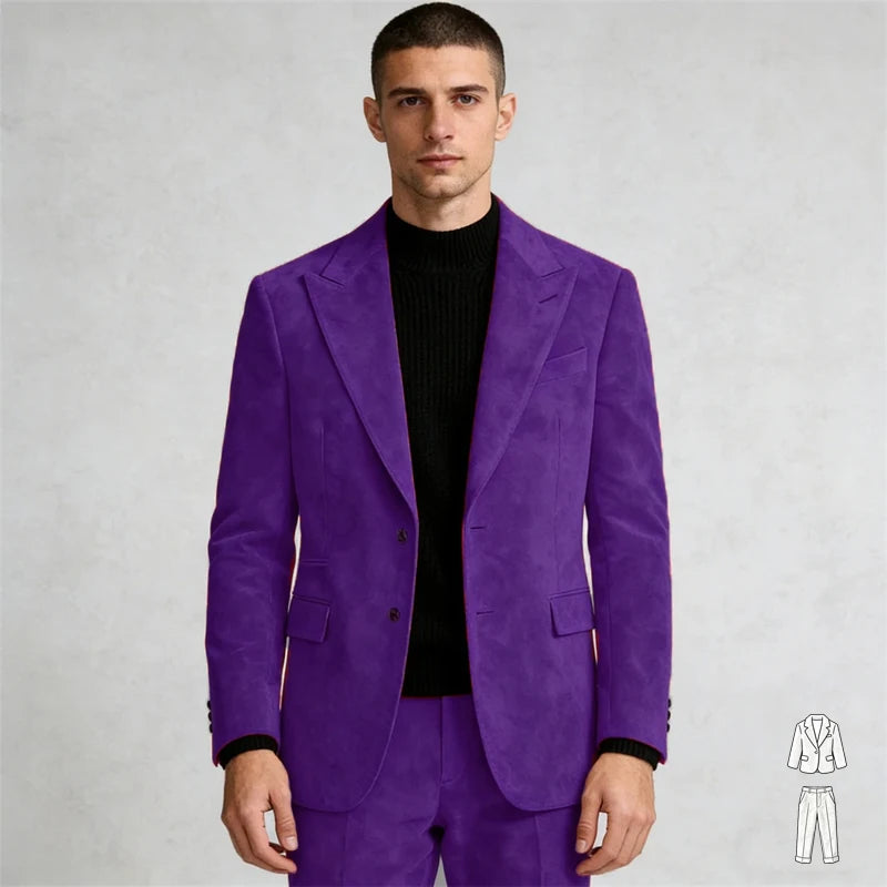 Xomoflag Men Two Piece Slim Fit Suits With Peak Lapel