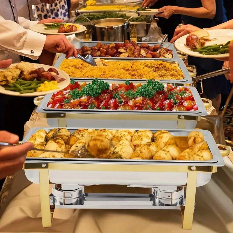 Premium Stainless Steel Buffet Baking Tray Set 6 Pack