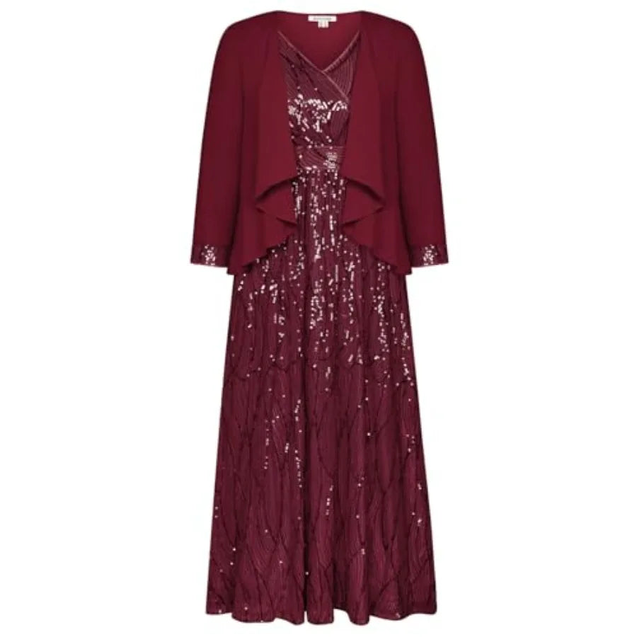 GRACE KARIN 2025 Women's Two Pcs Sequin Dress with Jacket Mother of The Bride Dresses Homecoming Wedding Guest Dresses