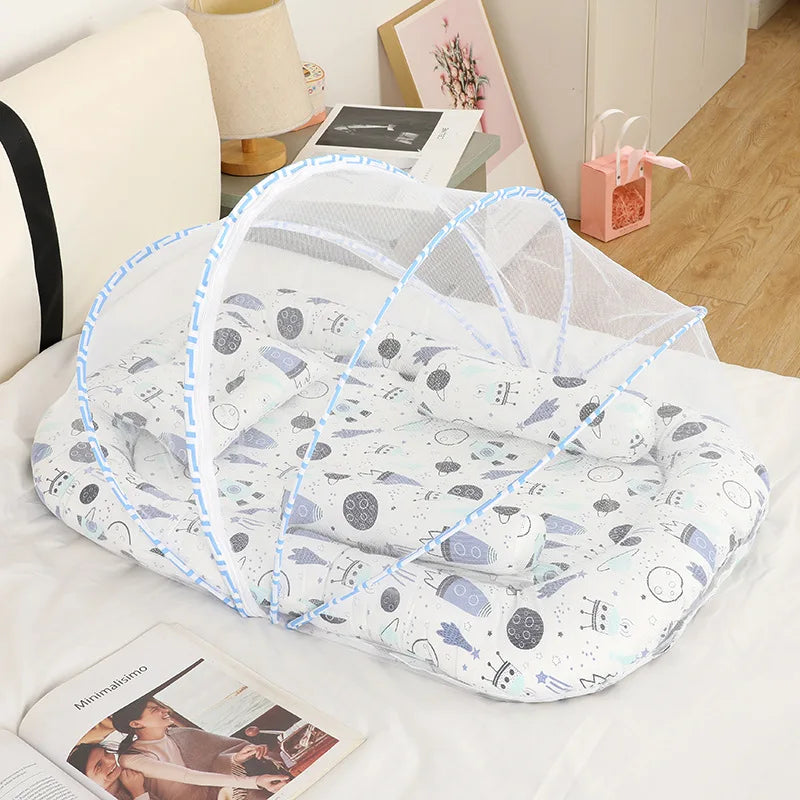 Neonatal Sleeping Pad Bedding Set For Crib With Mosquito Net All Season