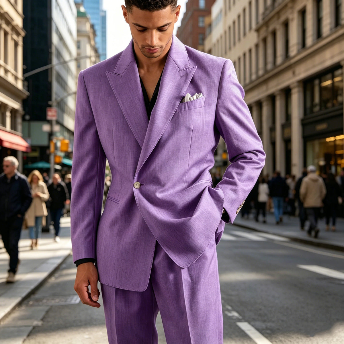 Men's Lightweight Linen 2-Piece Suit Set Peak Lapel Single Button Blazer Trousers Slim Fit Formal Summer Wedding Business Casual