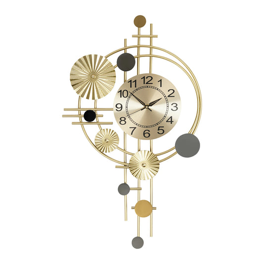 45x78cm Decorative Art Wall Clock Silent Non Ticking for Living Room Bedroom Kitchen Office Indoor Decor Modern Gold