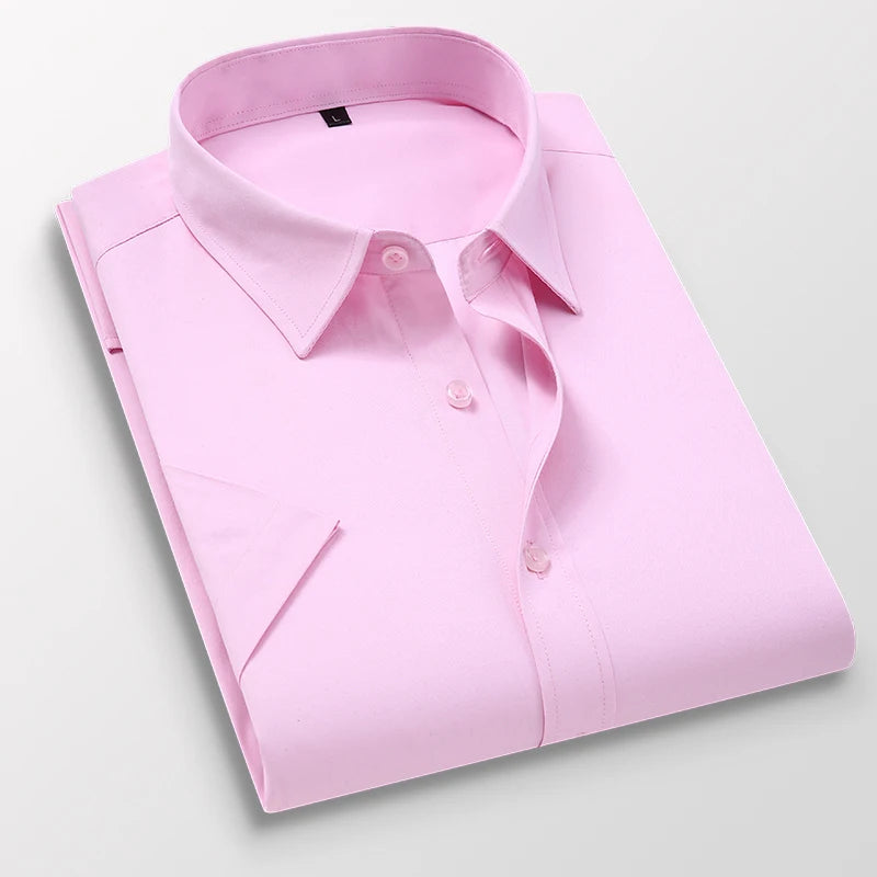 BROWON Mens Cotton Blend Short Sleeve Business Shirt